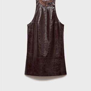 MANGO | Leather-effect sleeveless dress